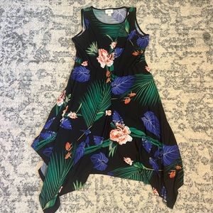 Asymmetrical Hemline Tropical Floral Dress by Eci Size Large